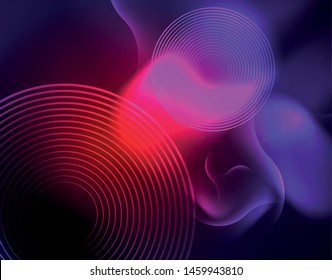 Diseño vectorial de ondas de neón metálicas brillantes, ilustración abstracta tecno futurista