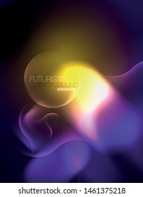 Shiny metallic neon waves vector design, abstract techno futuristic illustration