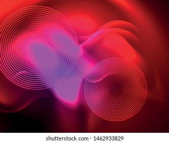 Shiny metallic neon waves vector design, abstract techno futuristic illustration
