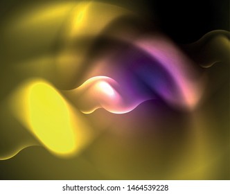 Shiny metallic neon waves vector design, abstract techno futuristic illustration