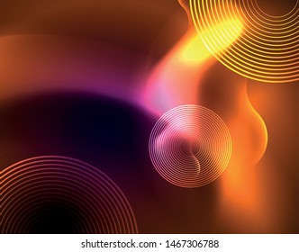 Shiny metallic neon waves vector design, abstract techno futuristic illustration