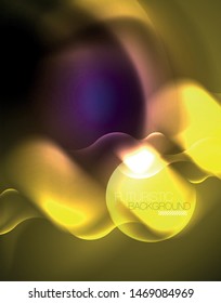 Shiny metallic neon waves vector design, abstract techno futuristic illustration