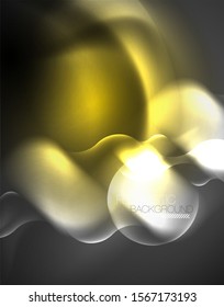 Shiny metallic neon waves vector design, abstract techno futuristic illustration