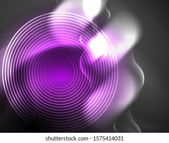 Shiny metallic neon waves vector design, abstract techno futuristic illustration