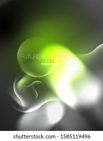 Shiny-metallische Neonwellen Vektordesign, abstrakte Techno-futuristische Illustration