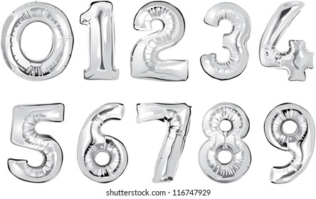 SHINY METALLIC NUMBER BALLOONS ZERO THROUGH NINE