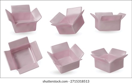 Coleção de caixas de embalagem rosa metálico brilhante, versátil para Natal, Ano Novo, presentes de aniversário, conceitos de marca e projetos de design gráfico.