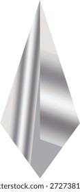 Shiny metallic pyramid with reflective surface and sharp edges isolated on transparent background