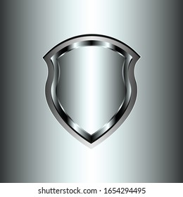 Escudo metálico brillante con fondo metálico