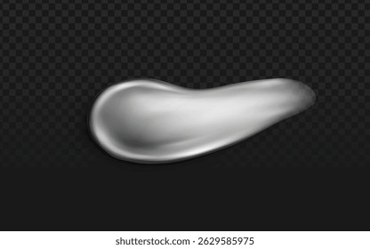 Glanzende metalen zilveren vloeibare blob met reflecterende hoogtepunten, waardoor een strakke en moderne esthetiek ontstaat. Perfect voor cosmetische mockups, technische productvisuals of futuristische ontwerpelementen.