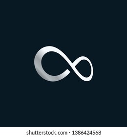 Shiny metallic tilted infinity symbol logo icon