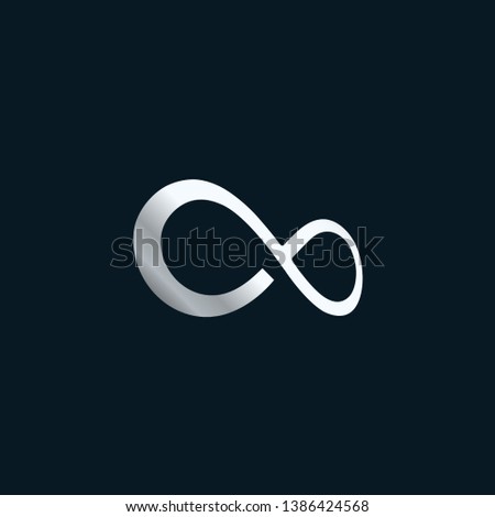 Shiny metallic tilted infinity symbol logo icon