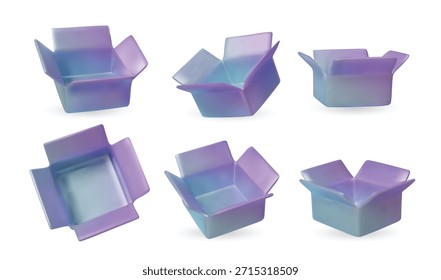 Colección metálica brillante de las cajas de empaquetado de la violeta, versátil para las Navidades, el año Nuevo, los regalos del cumpleaños, los conceptos de la marca, y los proyectos del Diseño gráfico.