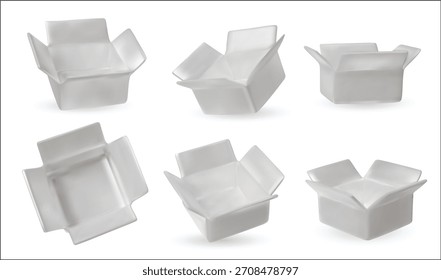 Shiny metallic white packaging boxes collection, versatile for Christmas, New Year, birthday gifts, branding concepts, and graphic design projects.