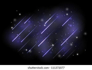 Shiny meteors in starry sky