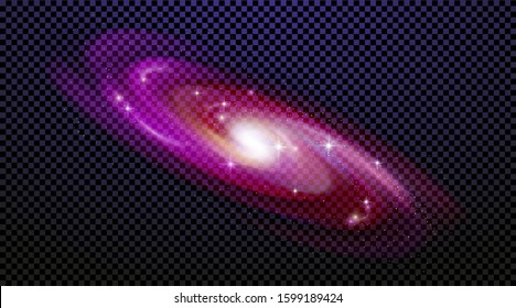 Shiny milky way spiral galaxy universe stars isolated on transparent background. Bright blue yellow red stars with cosmos space galaxy star dust. Can be used on flyers banners, web, other projects. 