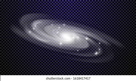 Shiny milky way spiral galaxy universe stars isolated on transparent background. Bright blue yellow red stars with cosmos space galaxy star dust. Can be used on flyers banners, web, other projects. 