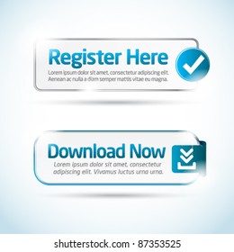 Shiny minimal aqua blue register and download button collection