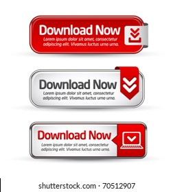 Shiny minimal red download now button collection