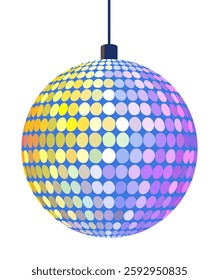 Shiny mirror disco ball. Vector isolated illustration.