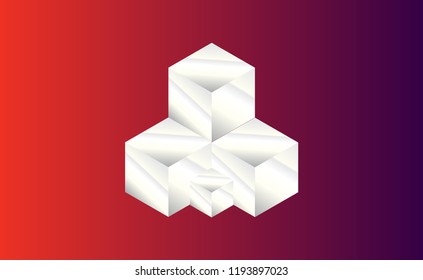 shiny modern cube and boxes in random layout