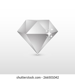 Shiny monochrome geometric diamond, vector