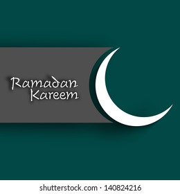 Shiny moon on green background for Ramadan Kareem.