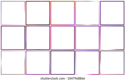 Shiny mosaic geometric borders design pack for journals and any design art. Big set of 15 borders templates.
