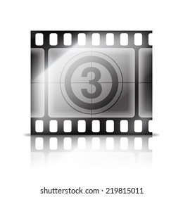 Shiny movie tape icon on white background.