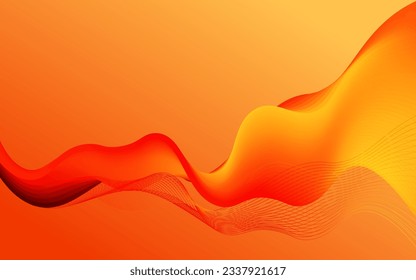 Shiny moving lines design element. Modern red-yellow gradient flowing wave lines. Futuristic technology concept. Vector illustration