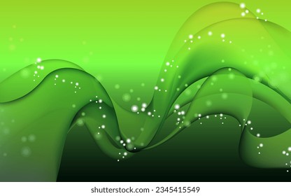 Shiny moving lines design element. Modern green-yellow gradient flowing wave lines. Futuristic technology concept. Vector illustration