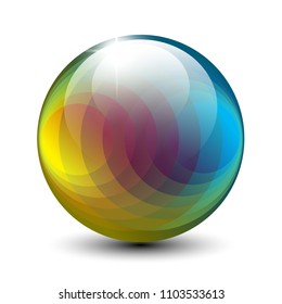 Shiny multi color round background with a geometric pattern. Vector illustration