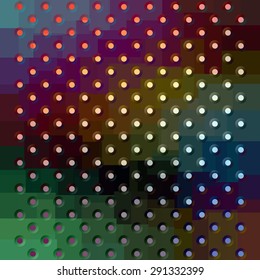 shiny multicolored geometric background with optical dots pattern, vector illustration