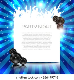 Shiny Music Background with Instruments - Vector with place for your text