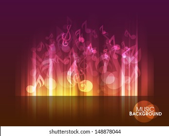 Shiny music background with musical notes. 