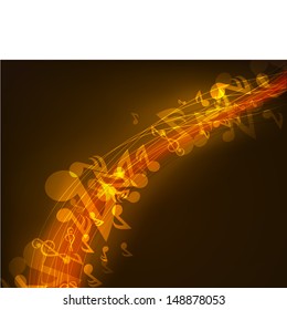 Shiny music background with musical notes. 