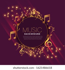shiny music background with notes and sparkle