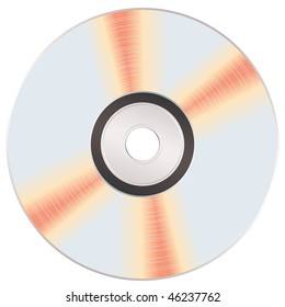 Shiny music cd with red and yellow light reflection