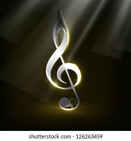 Shiny Musical Note on abstract background.