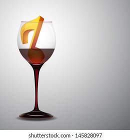 Una nota musical brillante en una copa de vino tinto.