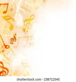 Shiny musical notes on beige background.