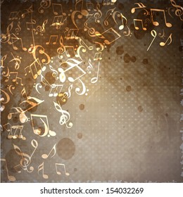 Shiny musical notes on vintage background, can be use as flyer, poster, banner or background for musical parties and concert. 