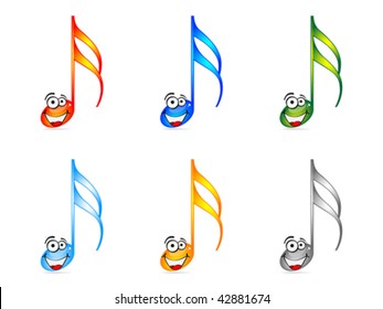Ilustración vectorial de notas musicales brillantes