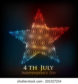 Shiny national flag colors star on black background for 4th of July, American Independence Day celebrations. 