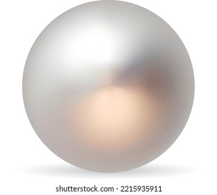 Shiny natural white pearl with light effects. Vector EPS-10