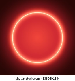 Shiny neon circle, dark background, vector illustration.