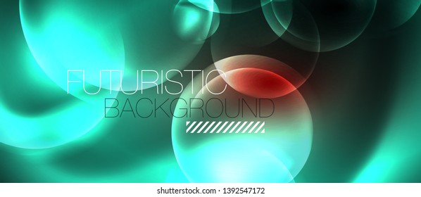 Shiny neon circles abstract background, vector template