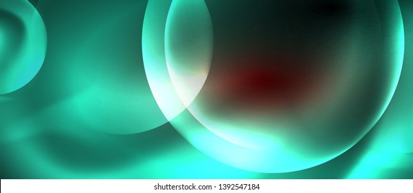 Brillantes círculos de neón fondo abstracto, plantilla vectorial