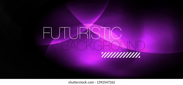 Shiny neon circles abstract background, vector template