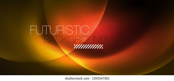 Brillantes círculos de neón fondo abstracto, plantilla vectorial